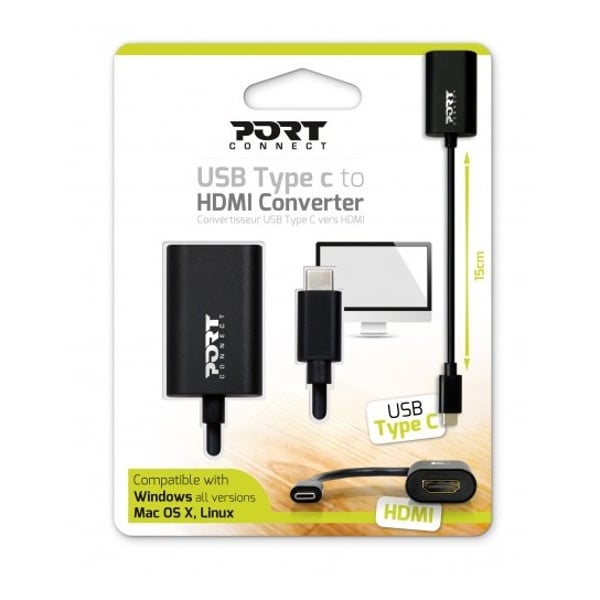 Port Designs 900124 USB Type C To HDMI Converter Black Port Designs 900124 USB Type C To HDMI Converter Black