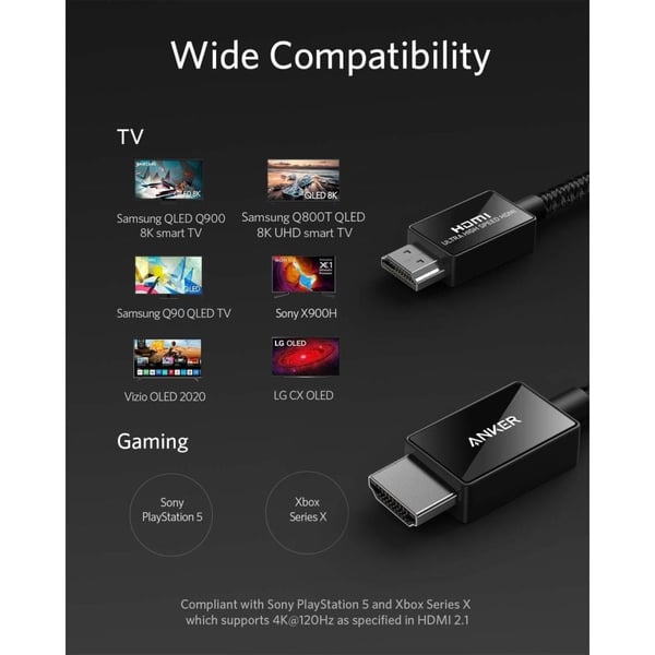 Anker Ultra High Speed HDMI 2.1 Cable 2m Black Anker Ultra High Speed HDMI 2.1 Cable 2m Black