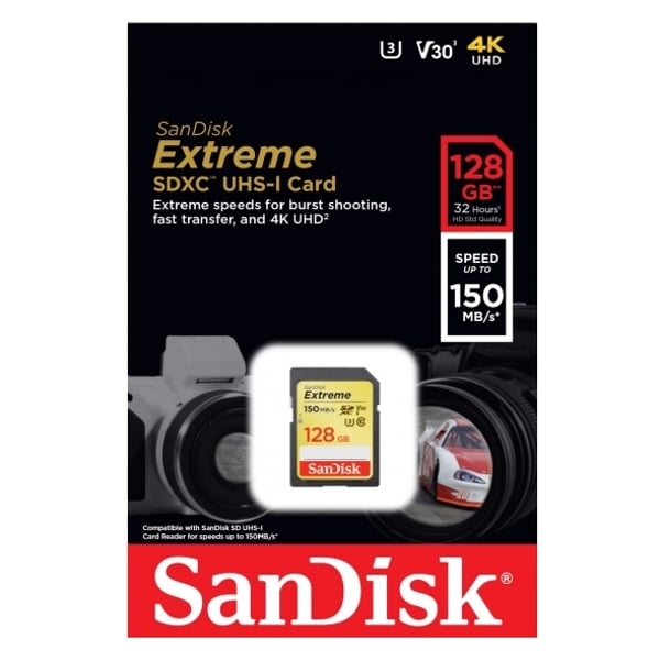 Sandisk SDSDXV5-128G-GNCIN Extreme SDXC Card 128GB Sandisk SDSDXV5-128G-GNCIN Extreme SDXC Card 128GB