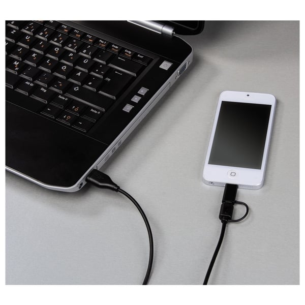 Hama 2in1 Micro USB Cable With Lightning Adapter 1.2M - 54566 Hama 2in1 Micro USB Cable With Lightning Adapter 1.2M - 54566