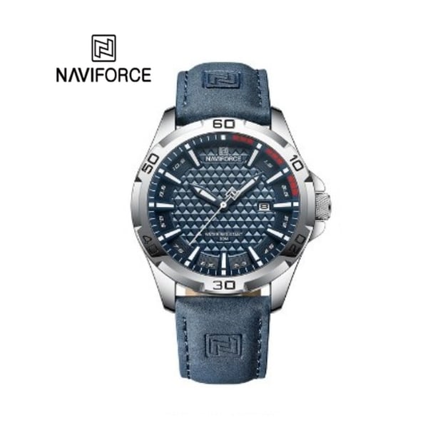 Naviforce 8023 Rotary Men Leather Watch - Slvrblu Naviforce 8023 Rotary Men Leather Watch - Slvrblu