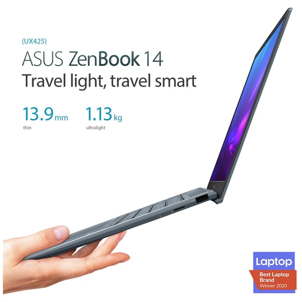 Asus ZenBook 14 UX425EA-HM046T Laptop - Core i7 2.8GHz 16GB 1TB Shared Win10 14inch FHD Pine Grey English/Arabic Keyboard Asus ZenBook 14 UX425EA-HM046T Laptop - Core i7 2.8GHz 16GB 1TB Shared Win10 14inch FHD Pine Grey English/Arabic Keyboard