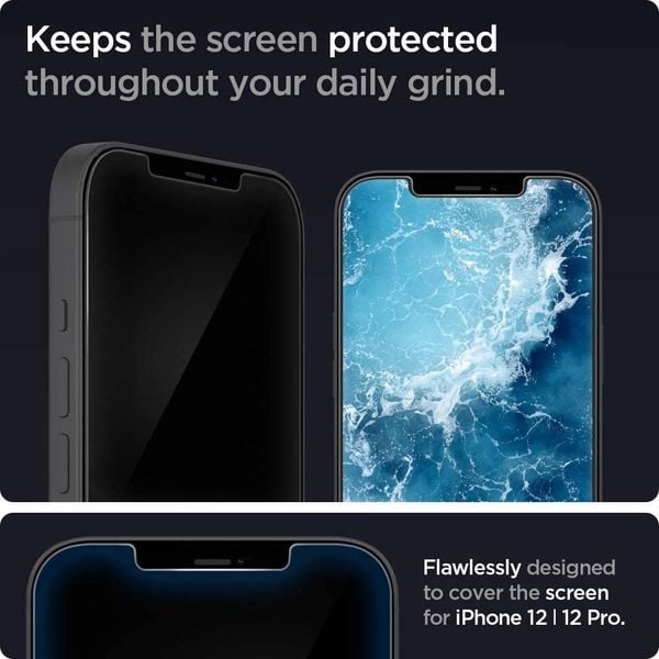 Spigen Glastr Ez Fit (2 Pack) Designed For iPhone 12 And iPhone 12 Pro Screen Protector 6.1-inch Premium Tempered Glass Case Friendly Spigen Glastr Ez Fit (2 Pack) Designed For iPhone 12 And iPhone 12 Pro Screen Protector 6.1-inch Premium Tempered Glass Case Friendly