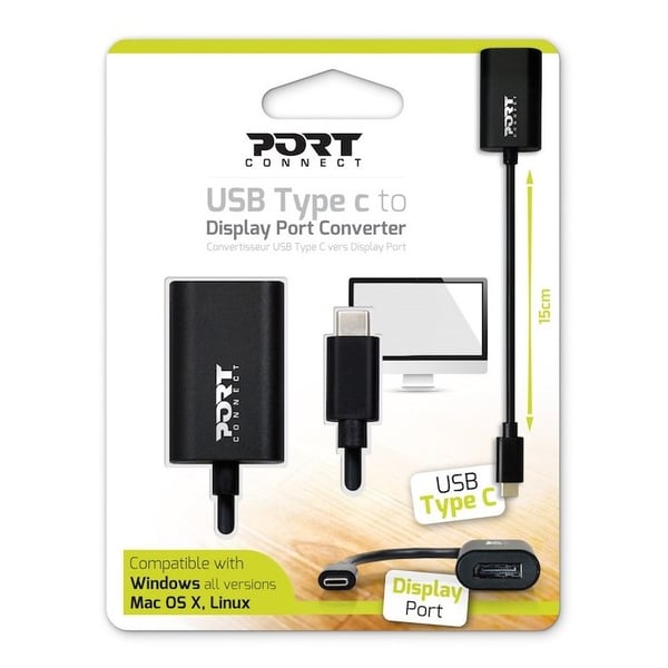 Port Design 900127 USB Type C To Display Port Converter Black Port Design 900127 USB Type C To Display Port Converter Black