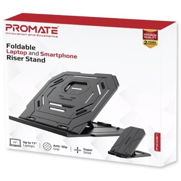 Promate Foldable Laptop/Smartphone Riser Stand Black Promate Foldable Laptop/Smartphone Riser Stand Black