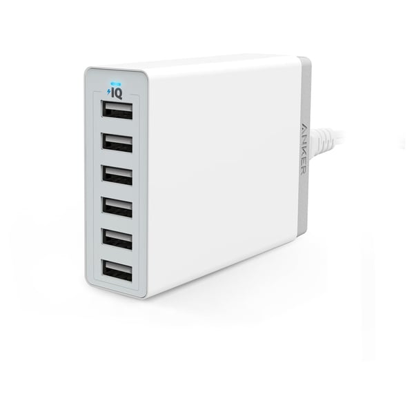 Anker Powerport QC60W 6 Port Wall Adapter White - ANA2123K22 Anker Powerport QC60W 6 Port Wall Adapter White - ANA2123K22