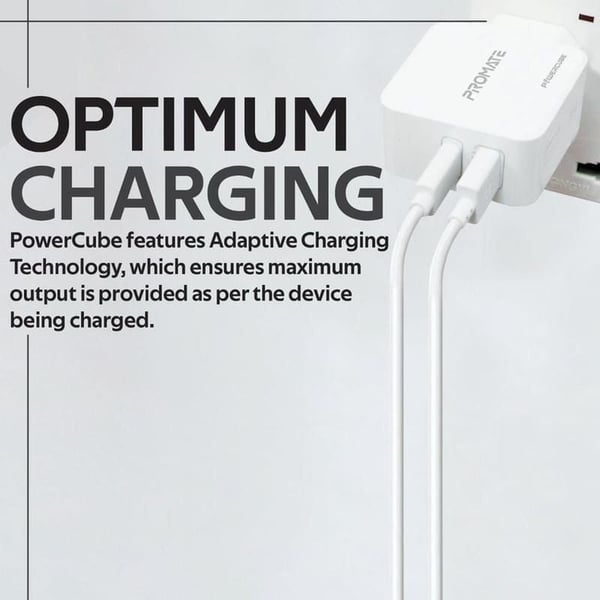 Promate Wall Charger UK 17cm White Promate Wall Charger UK 17cm White