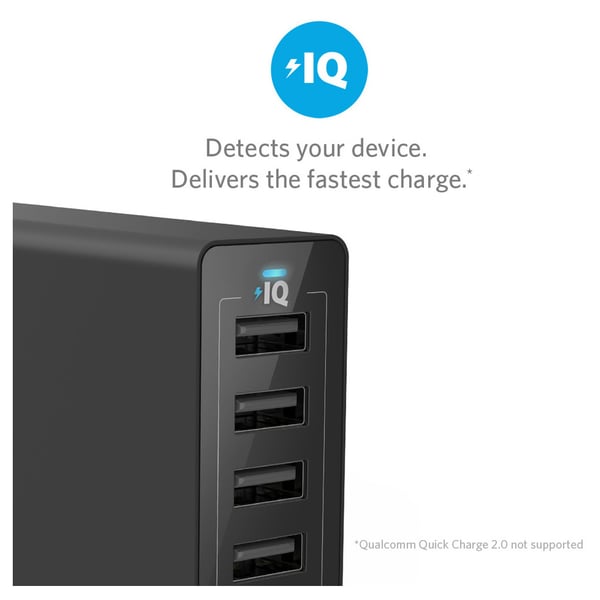 Anker Powerport QC60W 6Port Wall Adapter Black - ANA2123K12 Anker Powerport QC60W 6Port Wall Adapter Black - ANA2123K12