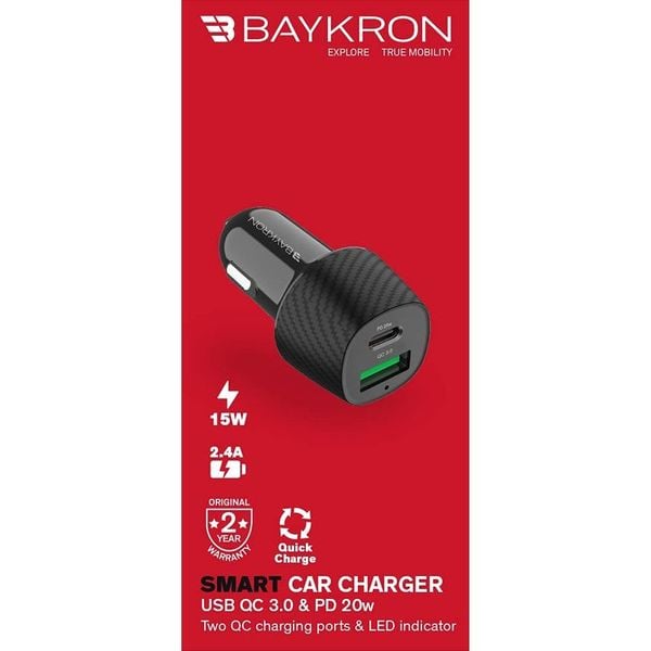 Baykron Dual Port Car Charger Black Baykron Dual Port Car Charger Black