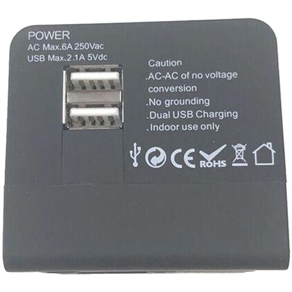 Baykron Dual Port Universal Travel Adapter Black Baykron Dual Port Universal Travel Adapter Black