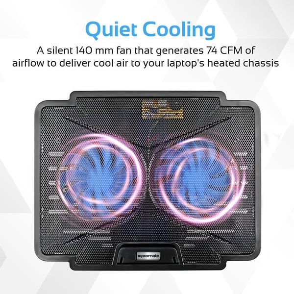 Promate Laptop Cooling Pad Silent Fan Technology Black Promate Laptop Cooling Pad Silent Fan Technology Black