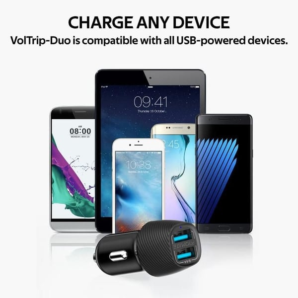 Promate Dual USB Car Charger Black Promate Dual USB Car Charger Black