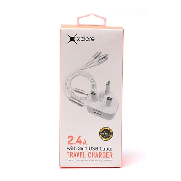 Xplore Homer Charger w/3in1 Cable White Xplore Homer Charger w/3in1 Cable White