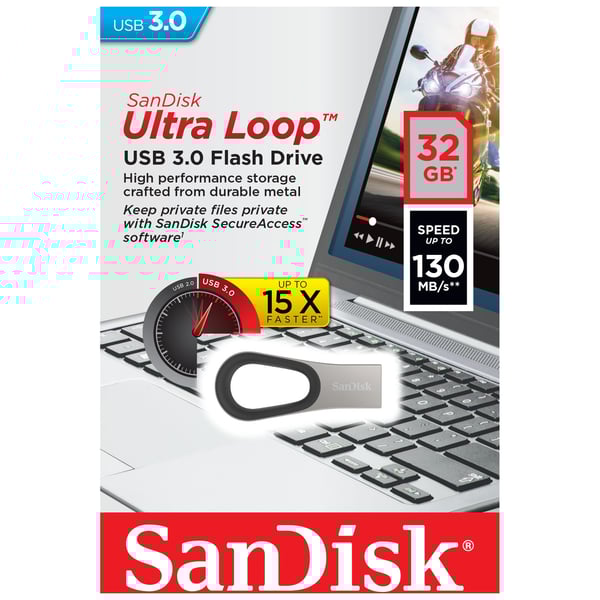 Sandisk Ultra Loop USB 3.0 Flash Drive 32GB SDCZ93-032G-G46 Sandisk Ultra Loop USB 3.0 Flash Drive 32GB SDCZ93-032G-G46