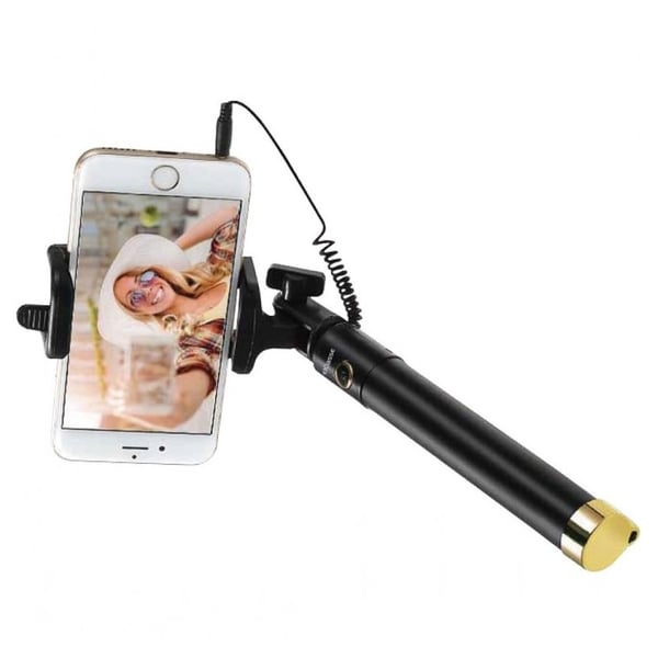Eklasse Foldable Wired Control Selfie Stick Black/Gold Eklasse Foldable Wired Control Selfie Stick Black/Gold