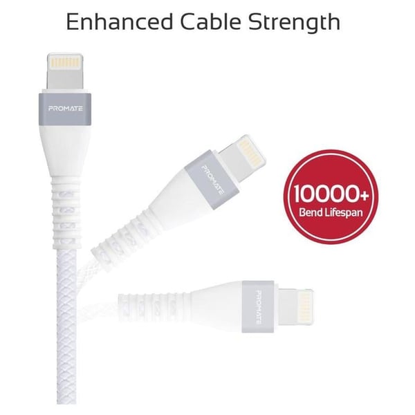 Promate Lightning Cable 1.2m Cable White Promate Lightning Cable 1.2m Cable White