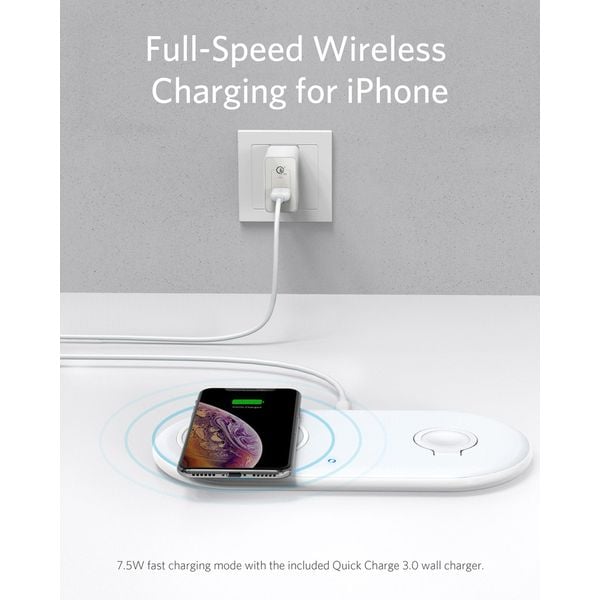 Anker Powerwave+ Pad With Watch Holder White Anker Powerwave+ Pad With Watch Holder White