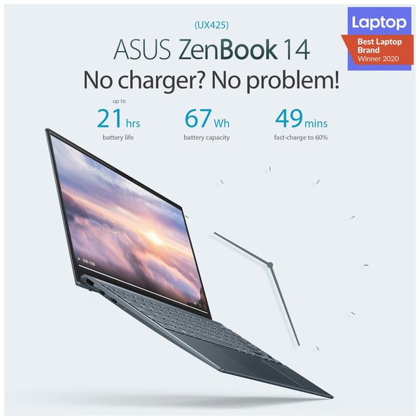 Asus ZenBook 14 UX425EA-HM053T Laptop - Core i5 2.4GHz 8GB 512GB Win10 14inch FHD Pine Grey Asus ZenBook 14 UX425EA-HM053T Laptop - Core i5 2.4GHz 8GB 512GB Win10 14inch FHD Pine Grey