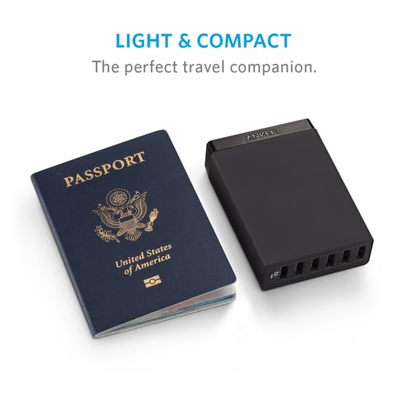 Anker Powerport QC60W 6Port Wall Adapter Black - ANA2123K12 Anker Powerport QC60W 6Port Wall Adapter Black - ANA2123K12