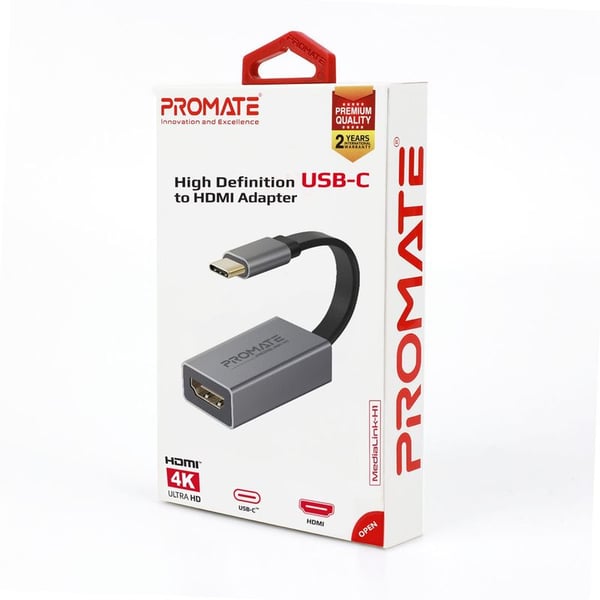 Promate Type C To HDMI Adapter Grey Promate Type C To HDMI Adapter Grey