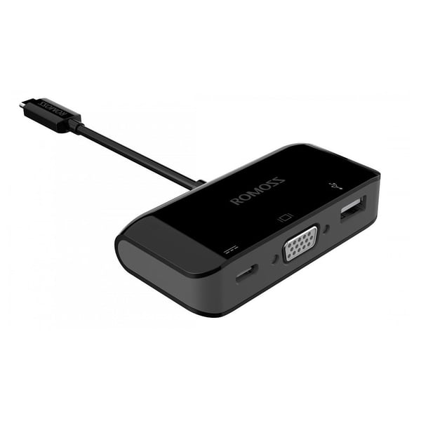 Romoss USB-C 3.1 Type-C Multiport VGA/USB-A/USB-C 3.0 Adapter CH05CVABK Romoss USB-C 3.1 Type-C Multiport VGA/USB-A/USB-C 3.0 Adapter CH05CVABK