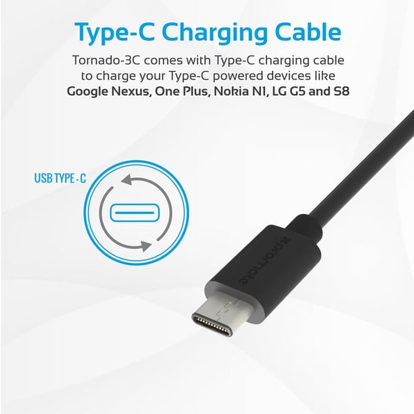 Promate 3-Port USB-C Charger Black Promate 3-Port USB-C Charger Black