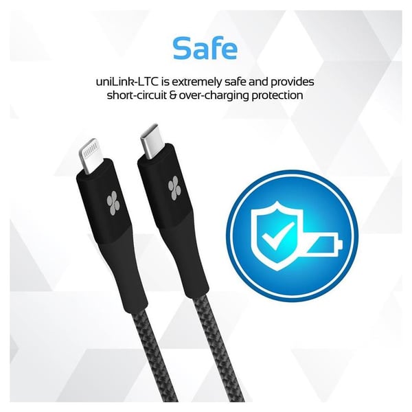 Promate Type-C To Lightning Cable 1.2m Black Promate Type-C To Lightning Cable 1.2m Black