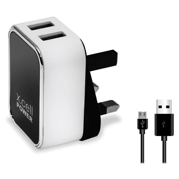 Xcell Dual USB Home Charger With Micro USB Xcell Dual USB Home Charger With Micro USB