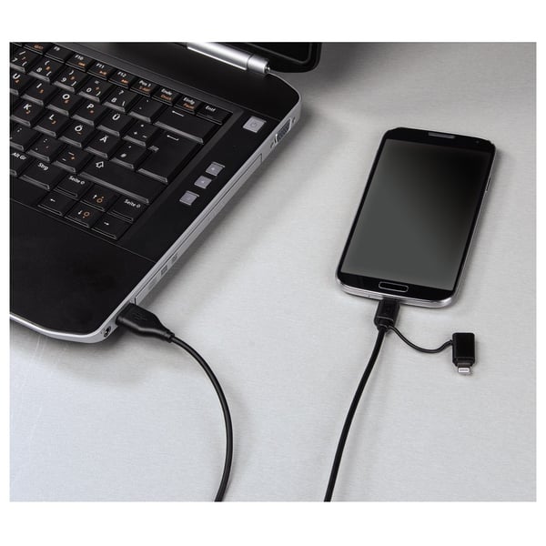 Hama 2in1 Micro USB Cable With Lightning Adapter 1.2M - 54566 Hama 2in1 Micro USB Cable With Lightning Adapter 1.2M - 54566