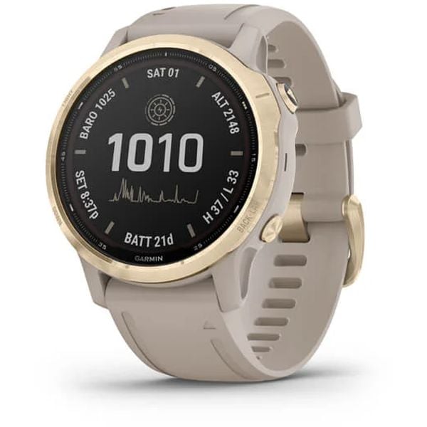 Garmin 010-02409-11 Fenix 6S Pro Solar Lt.Gold W/Lt. Sand Band Garmin 010-02409-11 Fenix 6S Pro Solar Lt.Gold W/Lt. Sand Band