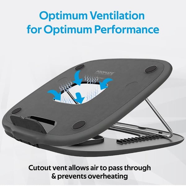 Promate Ventilated Adjustable Laptop Desk Stand Black Promate Ventilated Adjustable Laptop Desk Stand Black