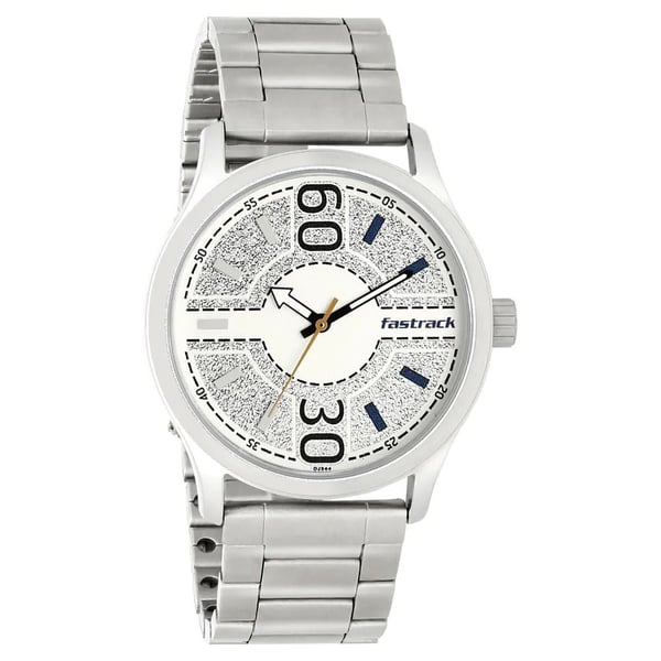 Fastrack Road Trip White Printed Dial Stainless Steel Strap Watch - 3197SM01 Fastrack Road Trip White Printed Dial Stainless Steel Strap Watch - 3197SM01