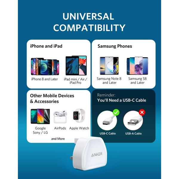 Anker AN.A2633K12.BK POWERPORT III NANO 20W Fast Charging USB-C PortBlack Anker AN.A2633K12.BK POWERPORT III NANO 20W Fast Charging USB-C PortBlack