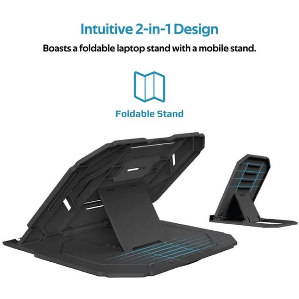 Promate Foldable Laptop/Smartphone Riser Stand Black Promate Foldable Laptop/Smartphone Riser Stand Black