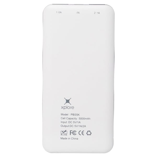 Xplore Slim Power Bank 5000mAh White Xplore Slim Power Bank 5000mAh White