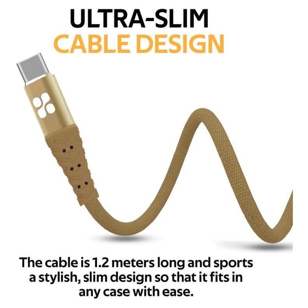 Promate USB-A To USB-C Cable 1.2m Gold Promate USB-A To USB-C Cable 1.2m Gold