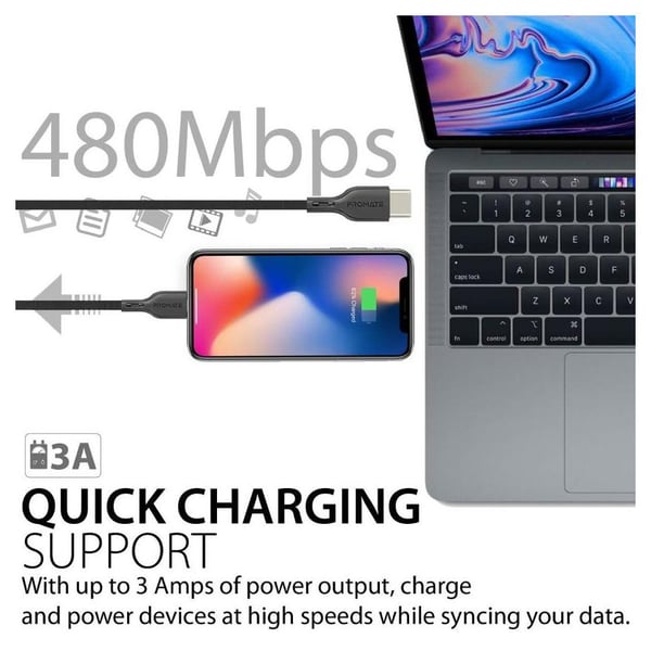 Promate USB-C To Lightning 1.2m Black Promate USB-C To Lightning 1.2m Black