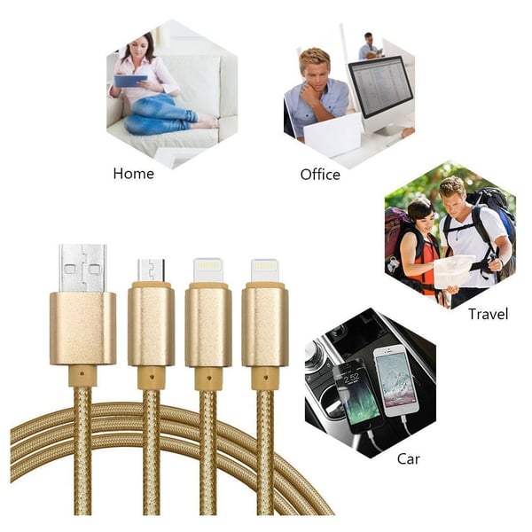 Xcell CB120MLC 3in1 Charging Cable 1M Gold Xcell CB120MLC 3in1 Charging Cable 1M Gold