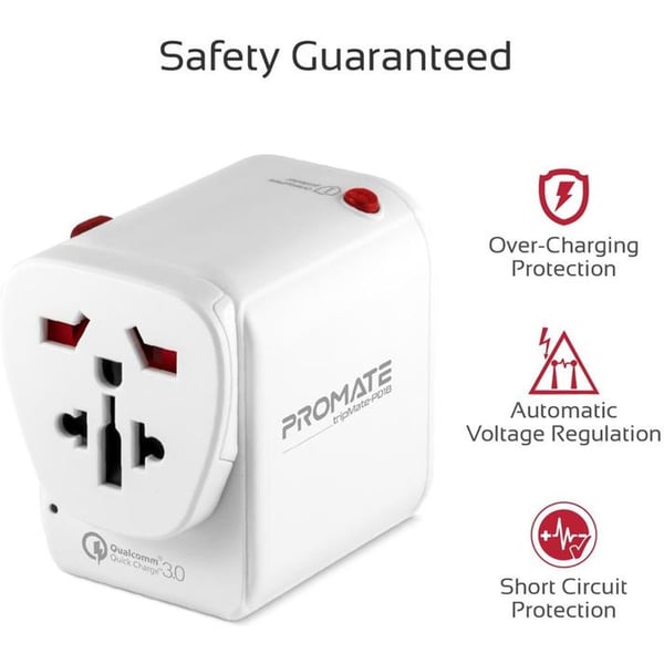 Promate Voyage Universal Wall Charger White Promate Voyage Universal Wall Charger White