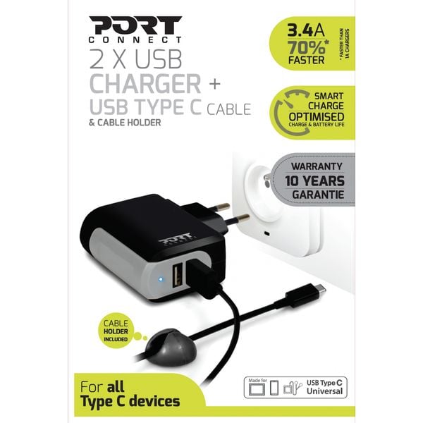 Port Dual USB Wall Charger White Port Dual USB Wall Charger White
