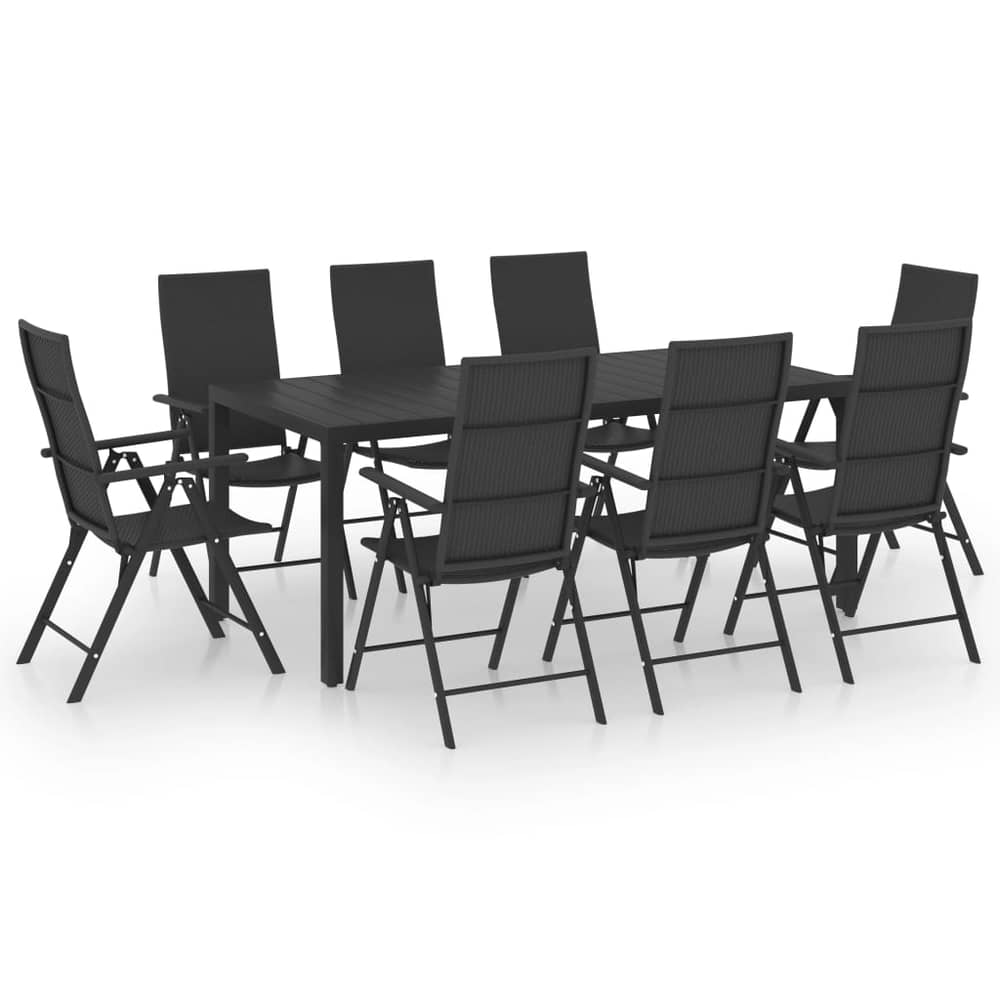 vidaXL 9 Piece Garden Dining Set Black vidaXL 9 Piece Garden Dining Set Black