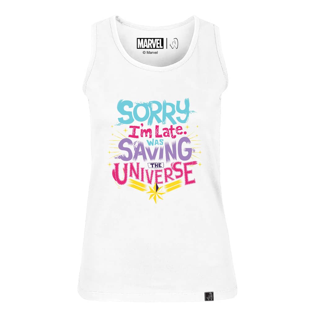 Marvel Sorry I'm Late Women's Tank Top White Medium Marvel Sorry I'm Late Women's Tank Top White Medium