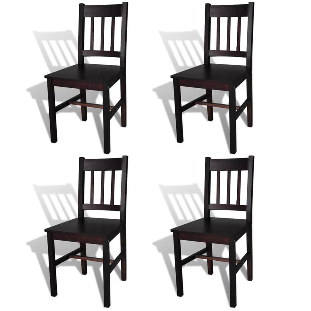 vidaXL Dining Chairs 4 pcs Dark Brown Pinewood vidaXL Dining Chairs 4 pcs Dark Brown Pinewood