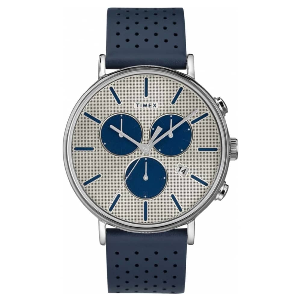 Timex Fairfield Supernova Quartz Navy Blue Leather Watch For Men TW2R97700 Timex Fairfield Supernova Quartz Navy Blue Leather Watch For Men TW2R97700