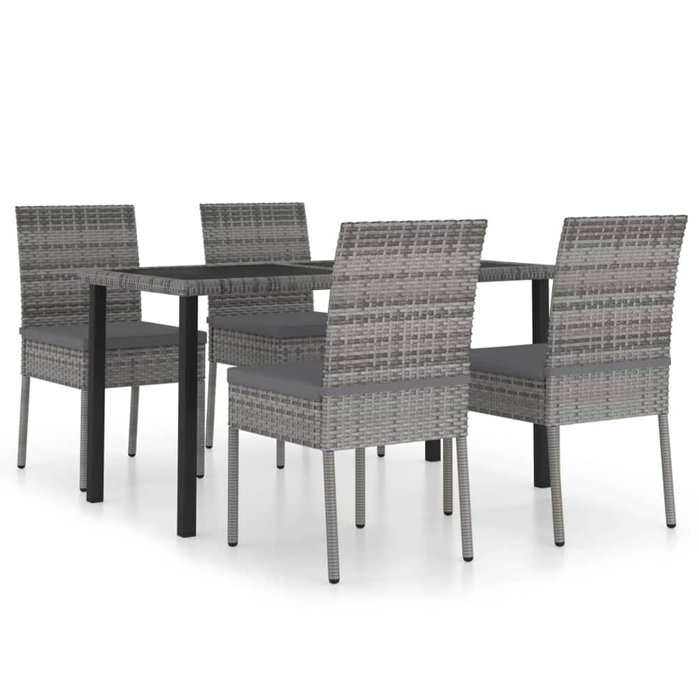 Vidaxl 5 Piece Garden Dining Set Poly Rattan Grey Vidaxl 5 Piece Garden Dining Set Poly Rattan Grey