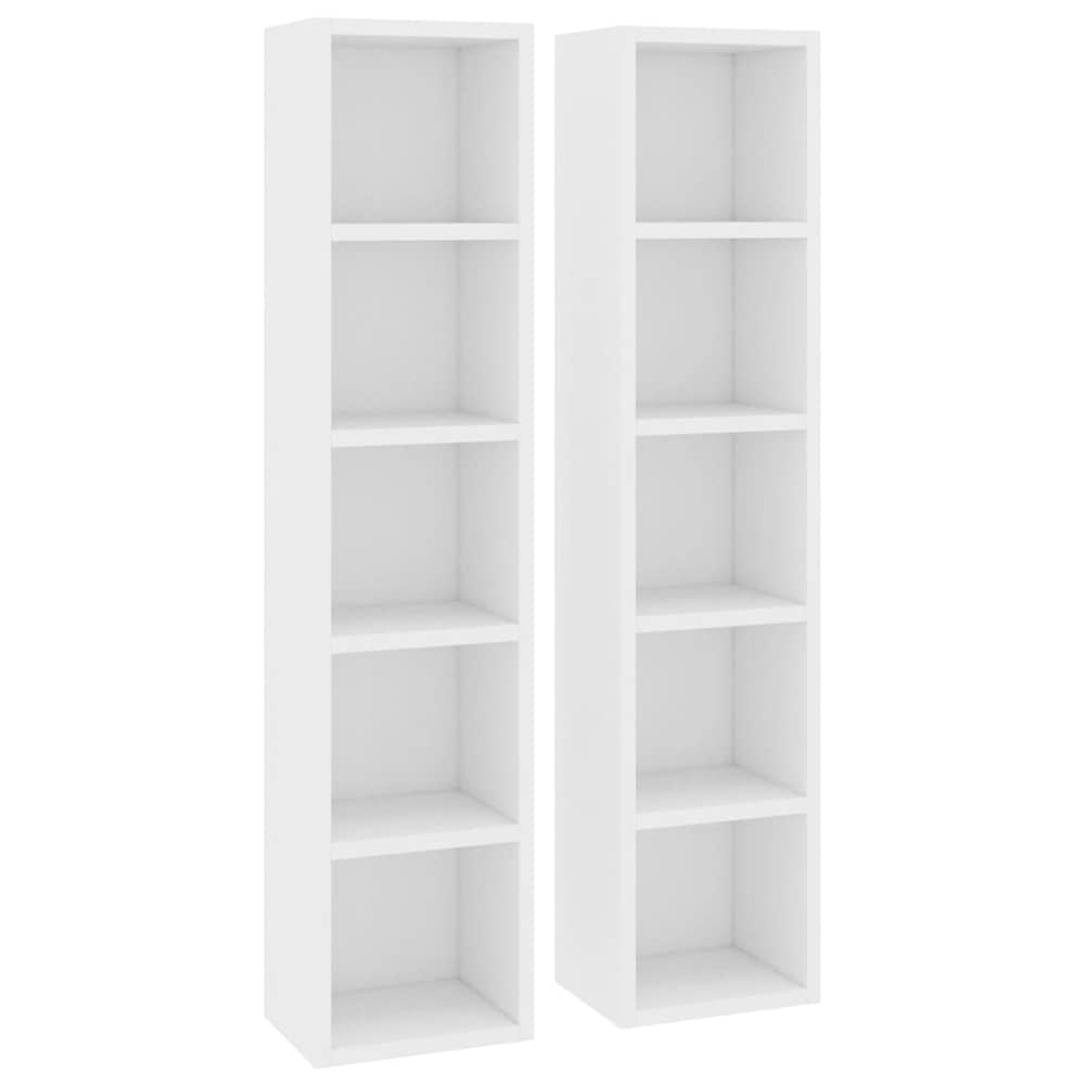 vidaXL CD Cabinets 2 pcs White 21x16x93.5 cm Engineered Wood vidaXL CD Cabinets 2 pcs White 21x16x93.5 cm Engineered Wood