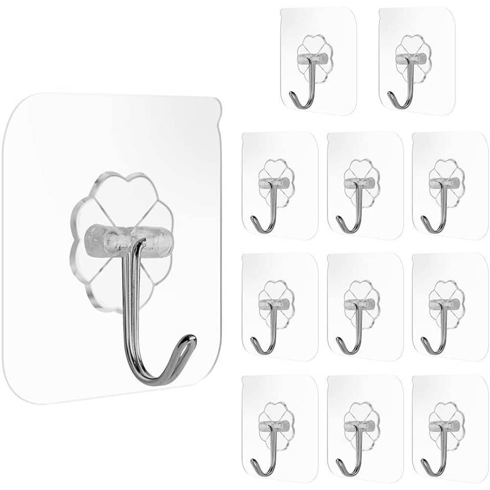 Lavish Pack Of 12 Multi-purpose Double-sided Adhesive Waterproof Clothes Hats Towel Kitchen Bath Door Hooks