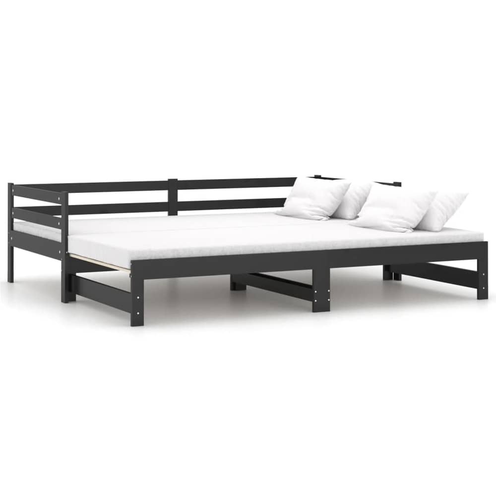 Vidaxl Pull-out Day Bed Black Solid Pinewood 2x Vidaxl Pull-out Day Bed Black Solid Pinewood 2x