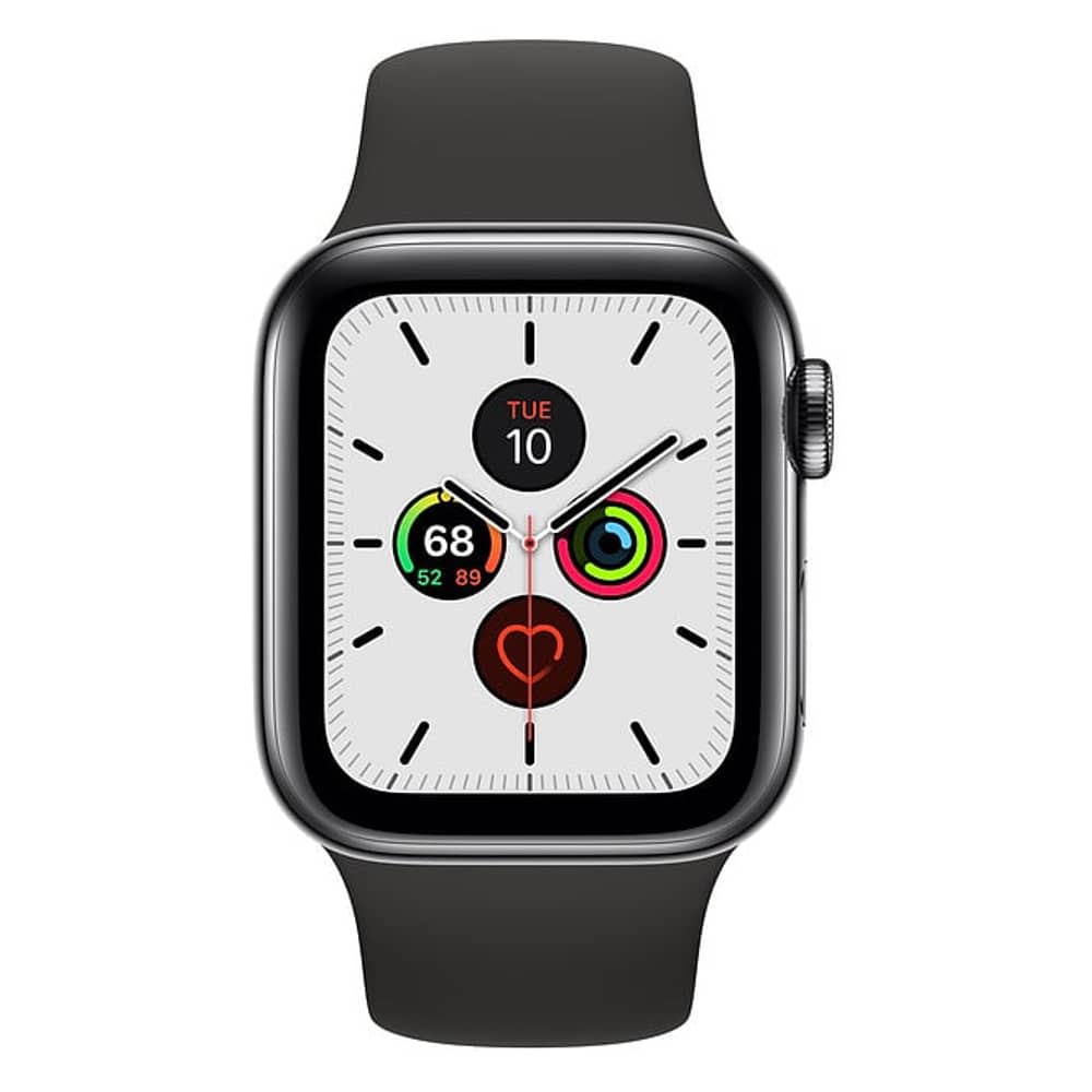 Apple Watch Series 5 GPS + Cellular 44mm Space Black Stainless Steel Case with Black Sport Band Pre order