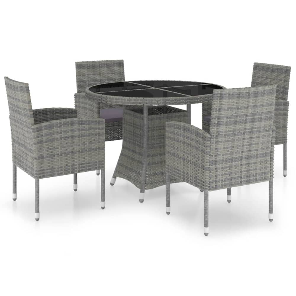 vidaXL 5 Piece Garden Dining Set Poly Rattan Anthracite & Grey vidaXL 5 Piece Garden Dining Set Poly Rattan Anthracite & Grey